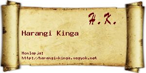 Harangi Kinga névjegykártya